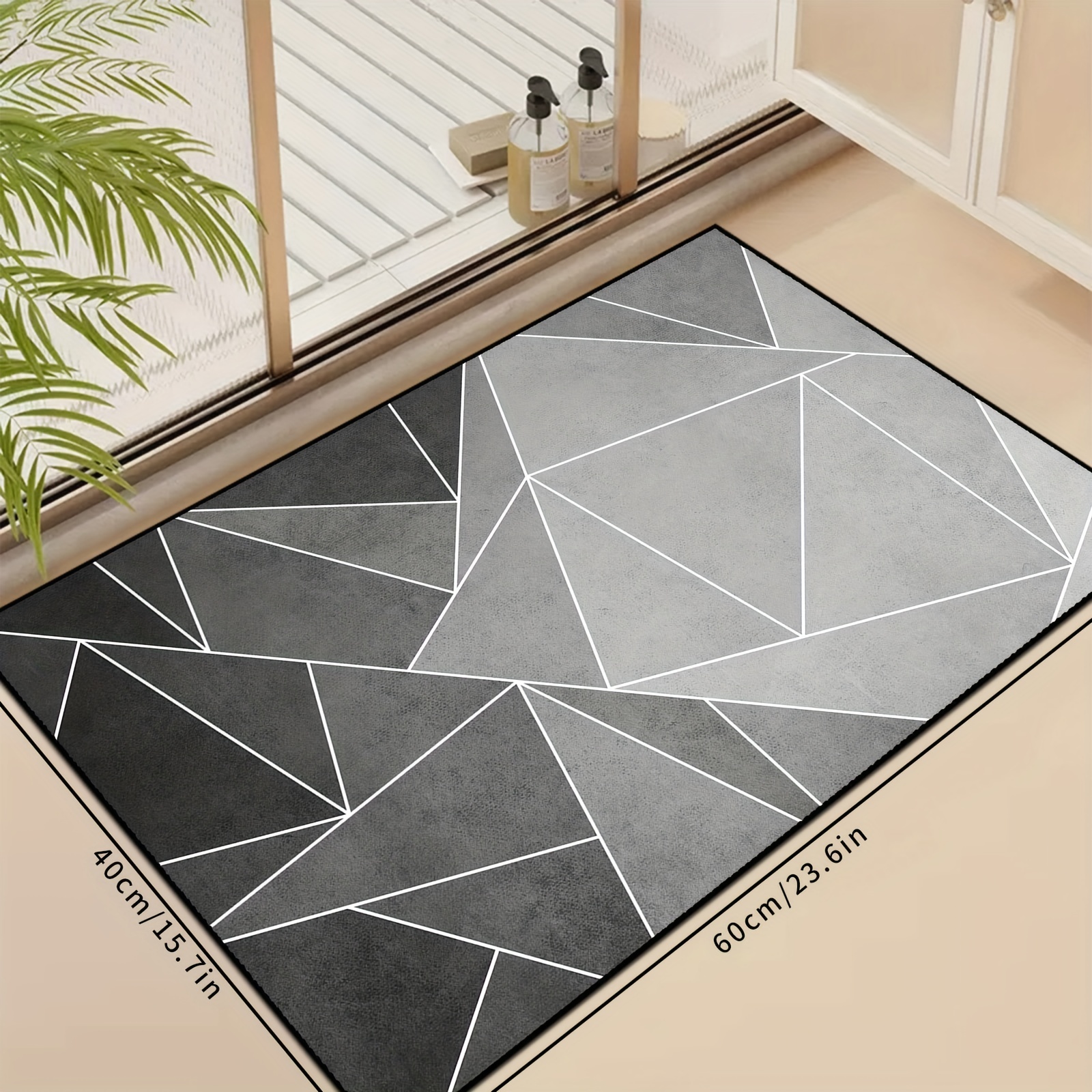 1pc Polyester Door Mat, Modern Geometric Pattern Outdoor Welcome