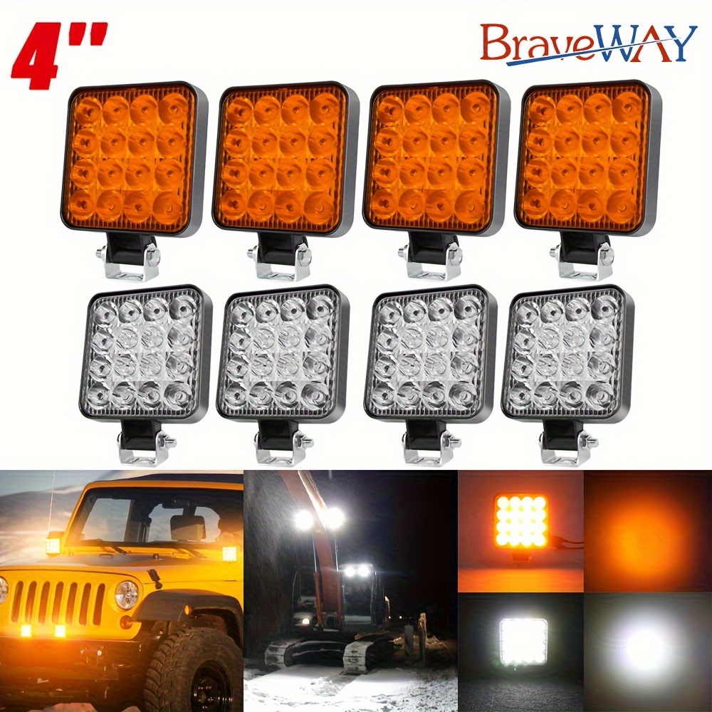  2 luces LED para tractor de 4 pulgadas, luces LED cuadradas de  12 V, luces LED de trabajo de conducción para camiones, equipos, vehículos  todoterreno, barco de reserva : Automotriz