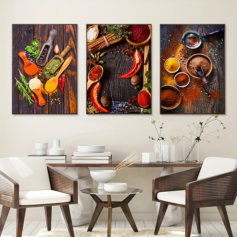  4 piezas de decoración de pared de cocina, cuadros de cocina,  decoración de pared, decoración de pared de cocina, decoración de  alimentos, decoración de cocina de frutas, decoración de pared de