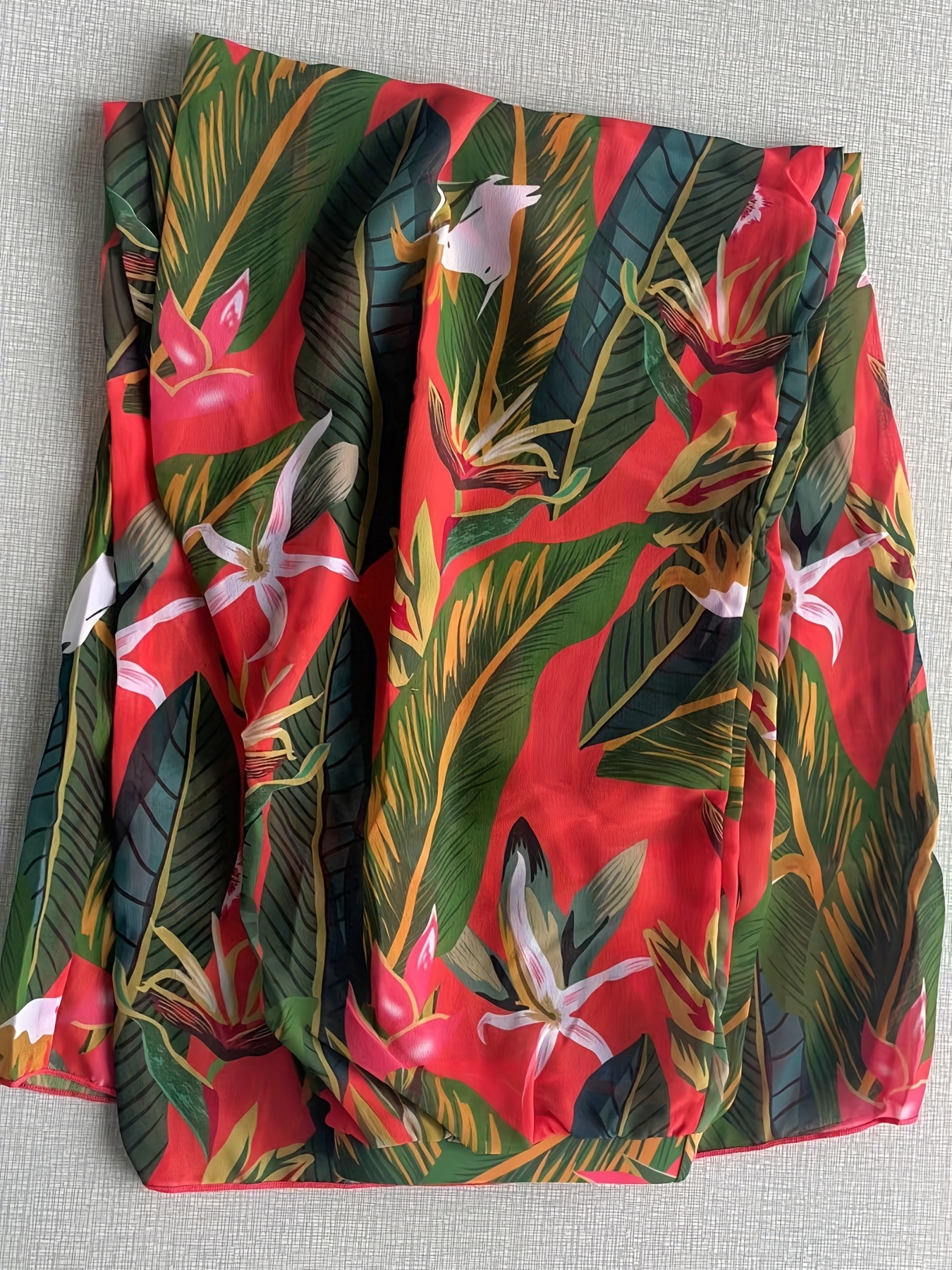Tropical Flower Leaf Print Loose Cover Pants High Waist Wide - Temu Canada