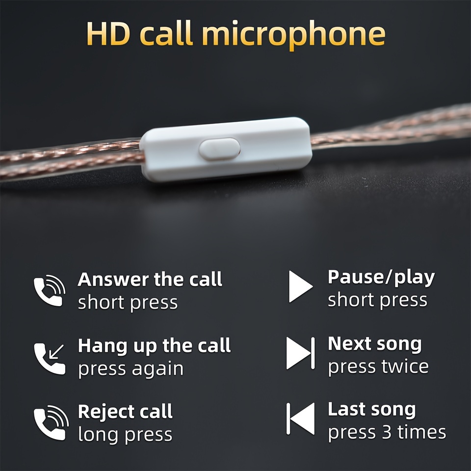 kz copper flat upgrade headphone cable pc wired headset game earphone hd microphone hifi   in ear monitor earbuds Product details 6