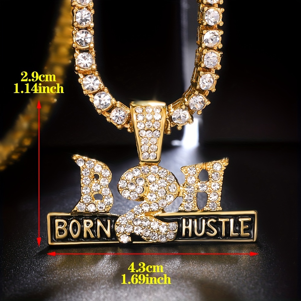 1pc Men's Hip Hop Rhinestone Number Pendant Necklace, Couple Necklace, Rapper Jewelry, Jewels Accessories,Chain Pendant,Temu