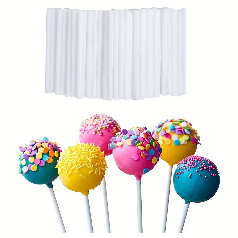 100 PCS Plastic Lollipop Sticks, White Sucker Stick for Cake Toppers  Chocolate Cookie Christmas Candy Melt Cake Pops (6 Inches)