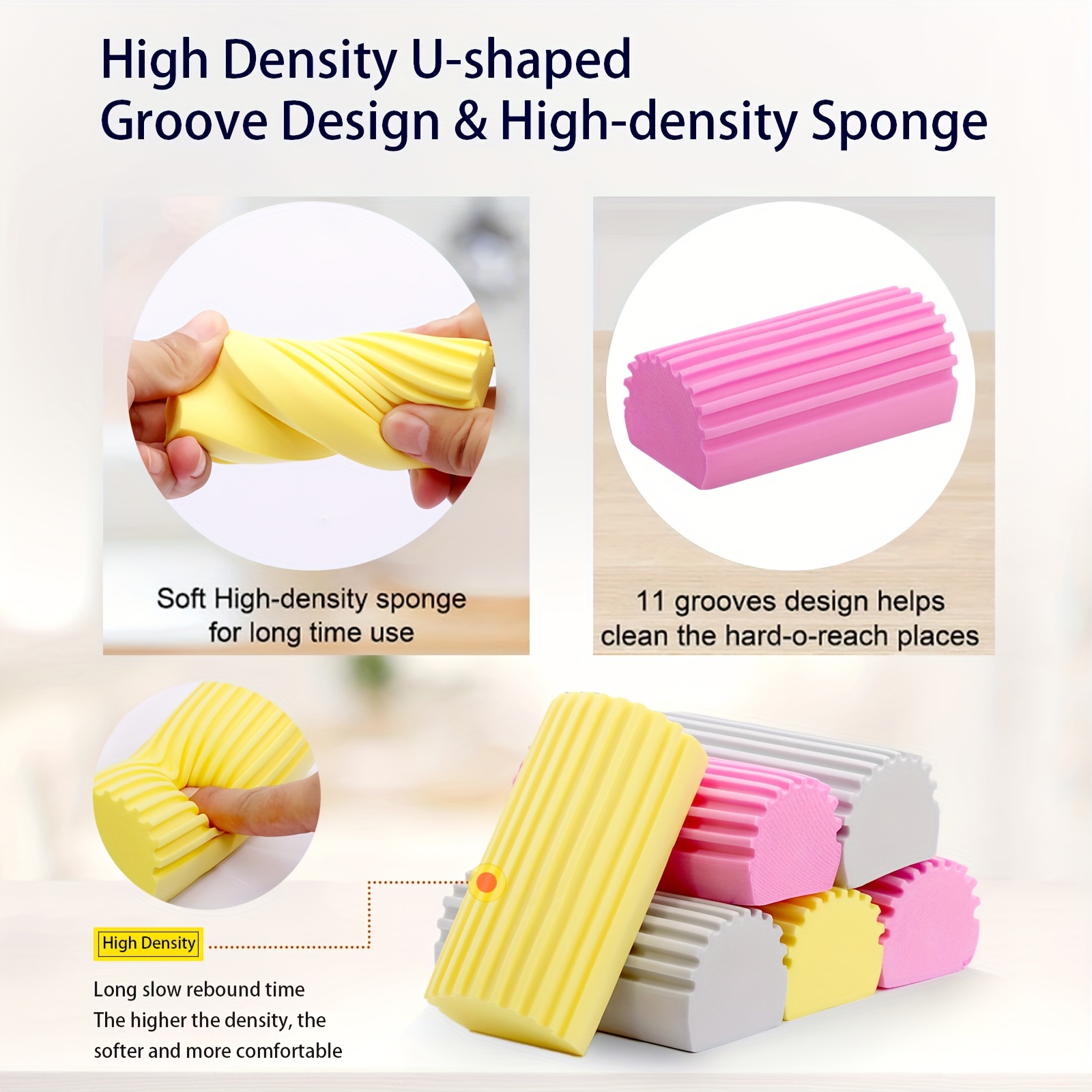 4-Pack Reusable Damp Clean Duster Sponge, Sponge Cleaning Brush Damp Clean  Dust Sponge,Cleaning Tool