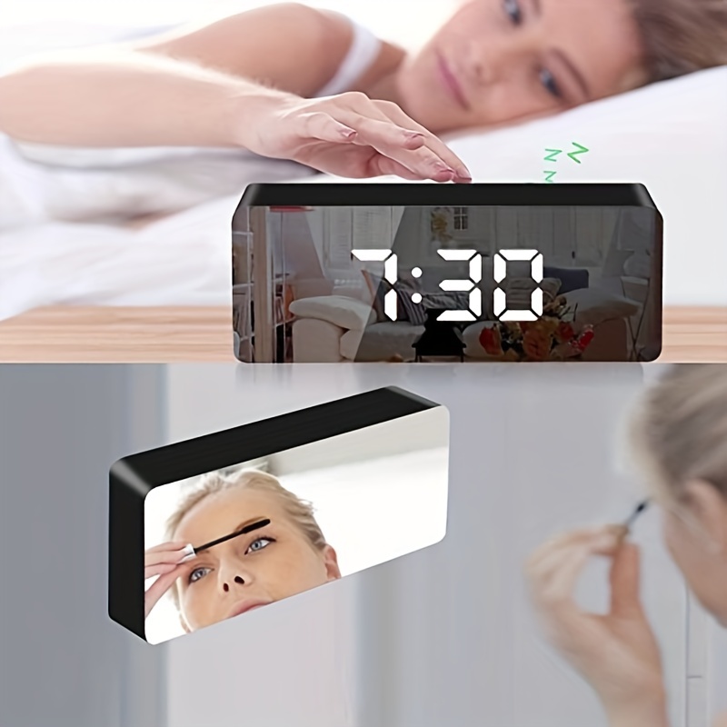 1pc Led Mirror Alarm Clock Portable Digital Clock Desktop Digital Clock