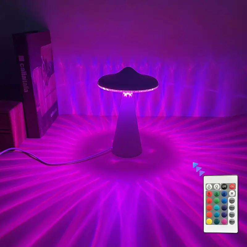 1pc ufo 16 color table lamp led with remote control rgb atmosphere table lamp with usb plug perfect for bedroom living room details 1
