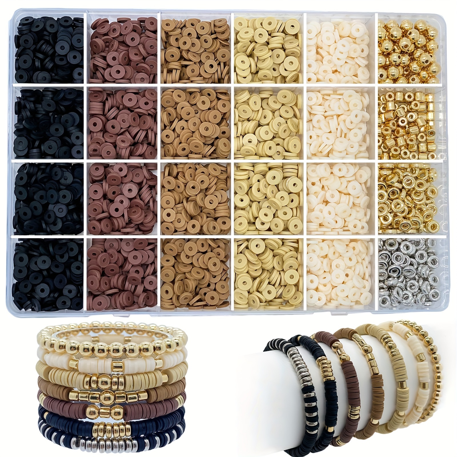 5400pcs Clay Beads For Bracelet Making Kit 48 Colors Flat Round Polymer  Clay Spacer Heishi Beads For Jewelry Making, For Halloween，Thanksgiving And  Ch
