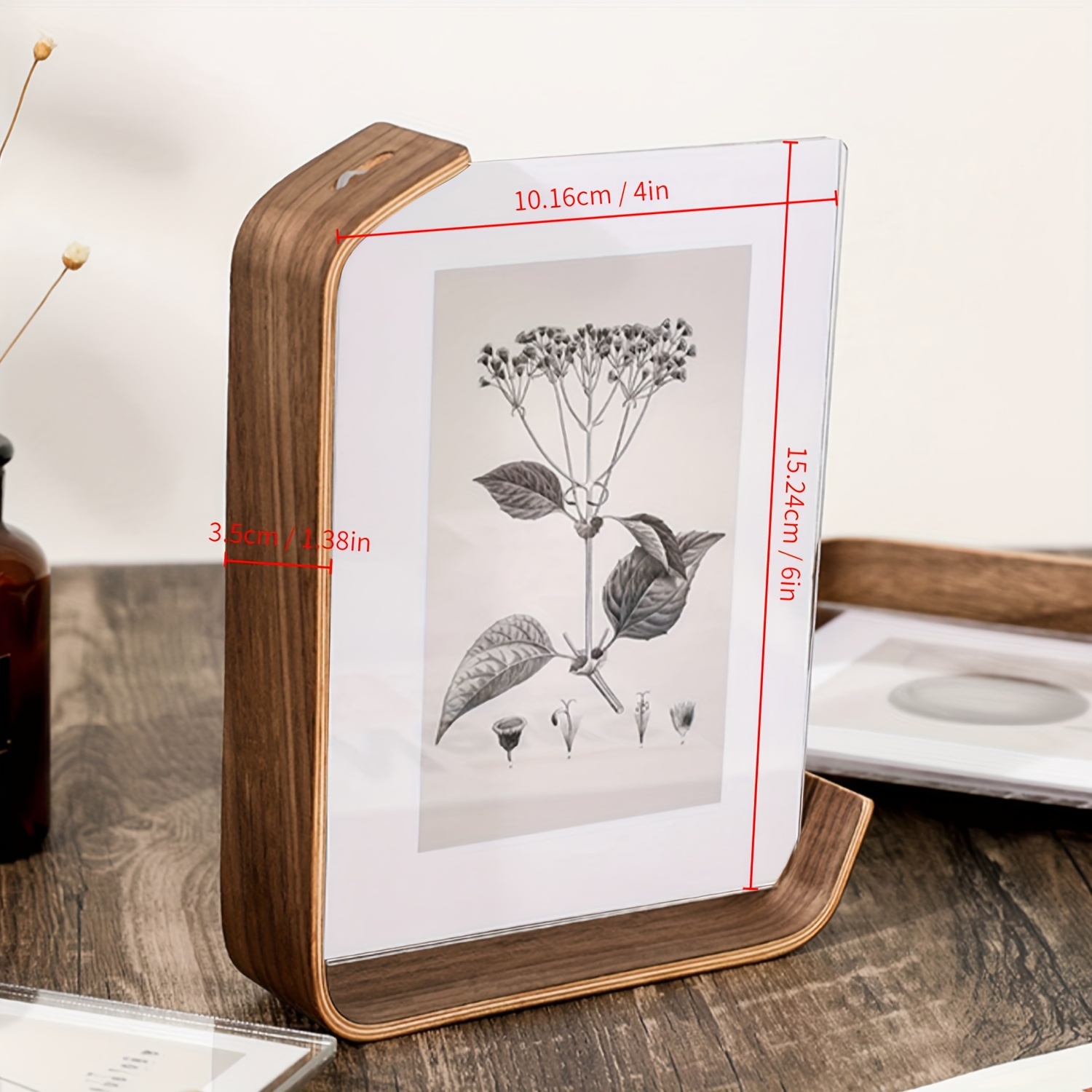 4x6 Picture Frame Wood Color/white High Definition Glass - Temu