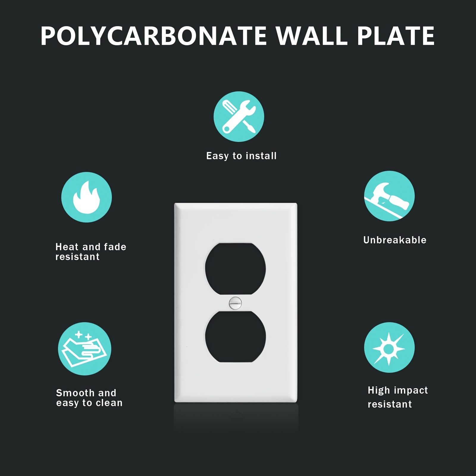 50 Duplex Wall Plates Kit Home Electrical Outlet Cover X Inch Standard Size  Gang Receptacle Plug Covers Unbreakable Polycarbonate, Standard Electrical  Box Sizes