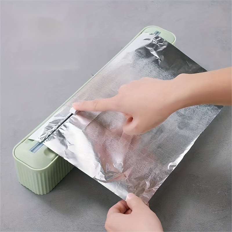 Magnetic Plastic Wrap Dispenser With Slide Cutter, Refillable Tin Aluminum  Foil Dispenser, Wall-mounted Cling Film Cutter, Kitchen Accessories - Temu