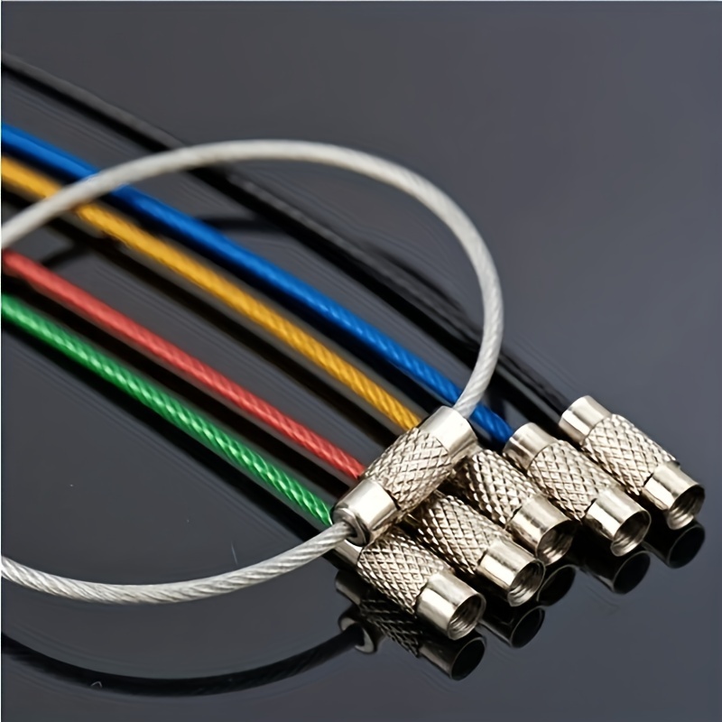 Wire Keychain Ring, Stainless Steel Wire Cable Rope, Heavy Duty Luggage Tag Ring 1.5mm*15cm (5.91in),Temu