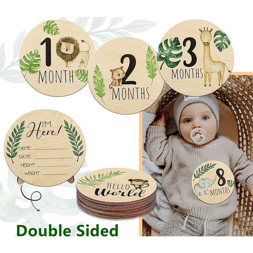 Cartes d'étape mensuelles en bois pour bébé avec - Temu Canada