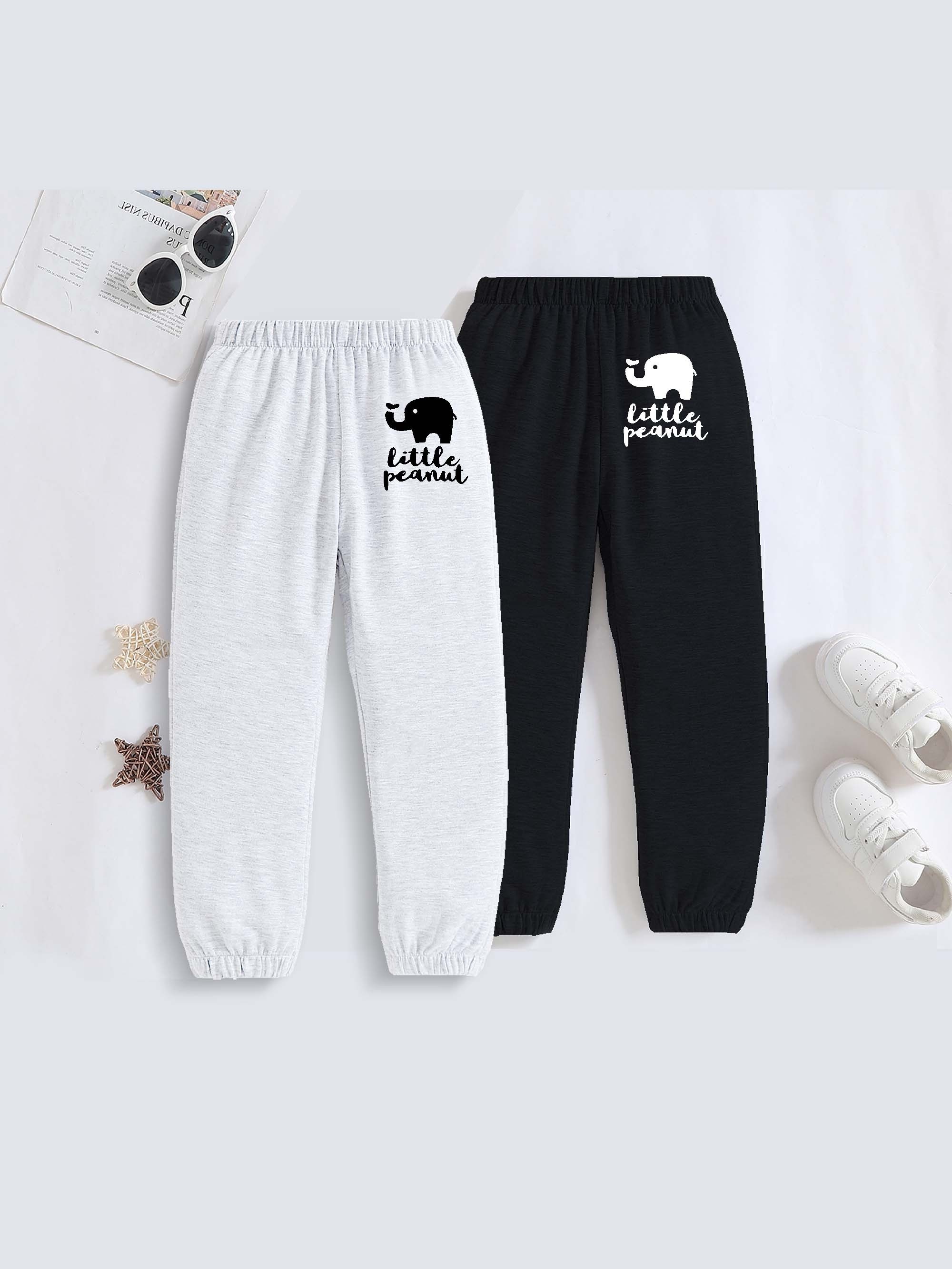 Sporty Style Girls Cute Elephant Print Jogger Pants Pull - Temu