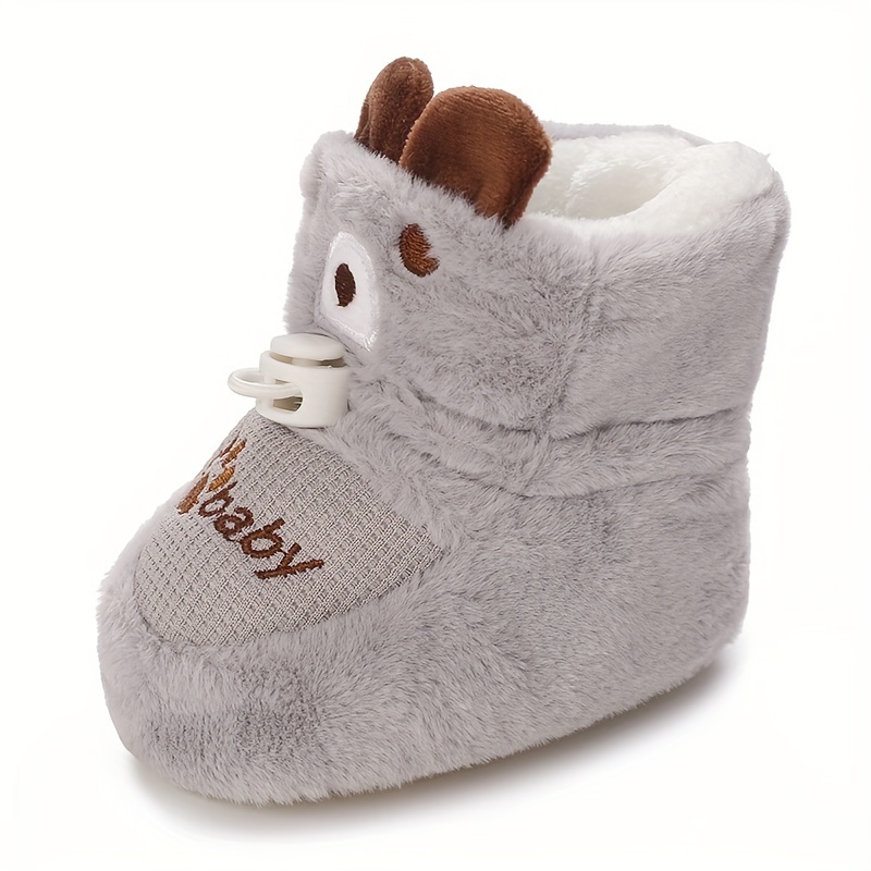Newborn Baby Shoes for 0-1 Years Old, Cute Cartoon Winter Booties with Lining and Soft Sole - Warm Snowlander Walking & Casual Footwear