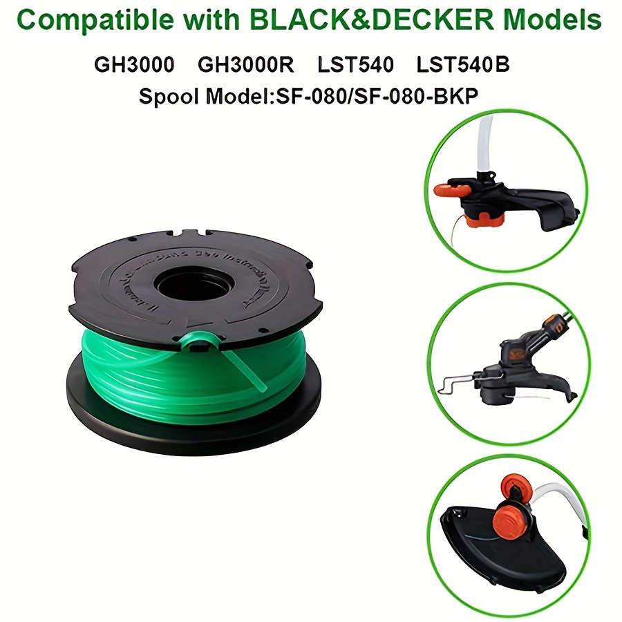 BLACK+DECKER Weed Eater Spool Replacement, String Trimmer Spool  Replacement, 20 ft (SF-080-BKP)