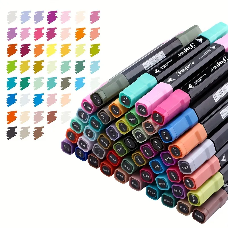 Colorful Marker Pens, Double Tipped Art Marker Set, For Artist Adults  Coloring, Sketching Drawing Illustrations Pen, Dual Tips Brush, 12/24/36/48  Colors Markers - Temu New Zealand