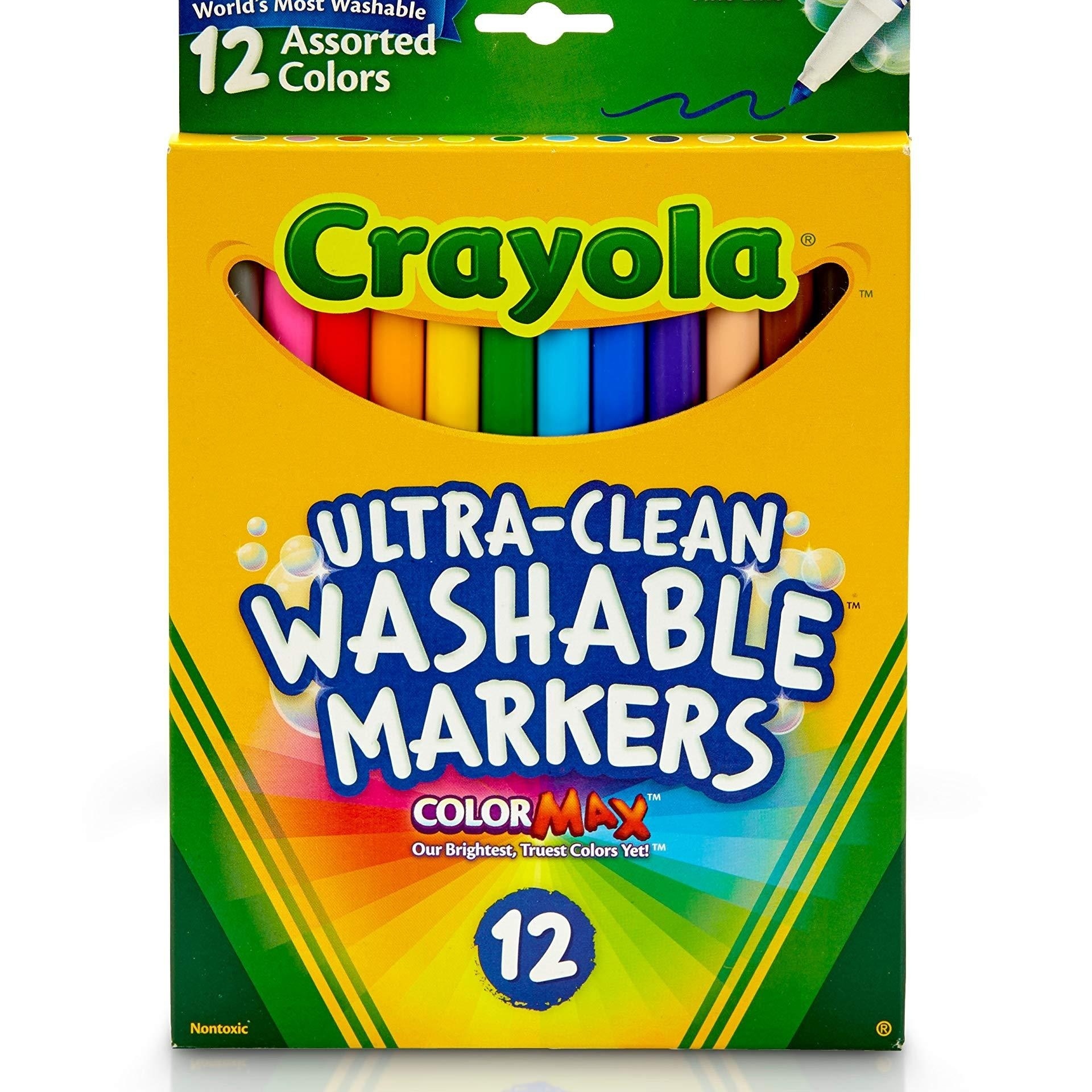 Crayola Ultra-Clean Washable Marker Set - Classic Colors, Fine Line, Set of  10