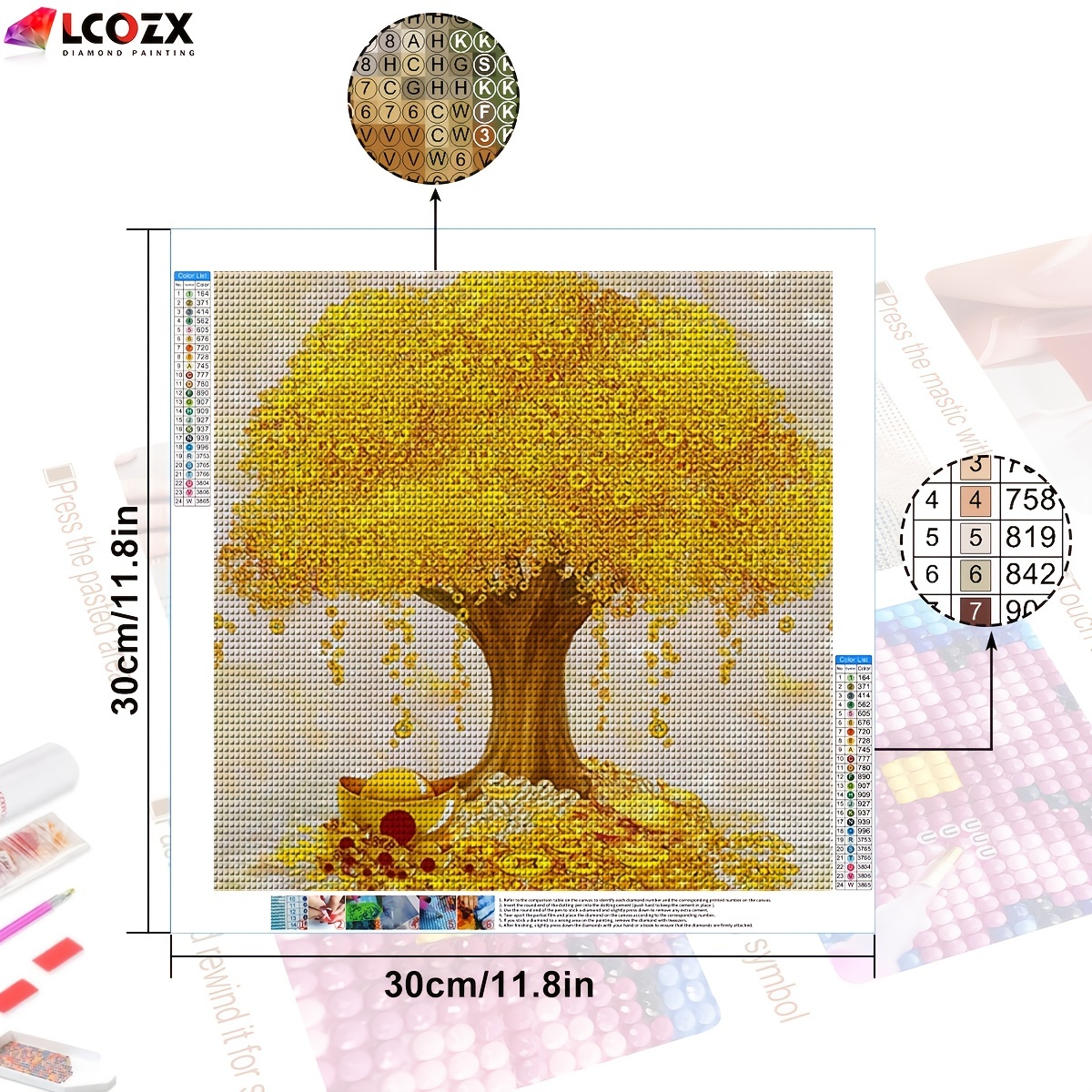 Tree Faux Diamond Painting Golden Money Tree Diy Artificial - Temu