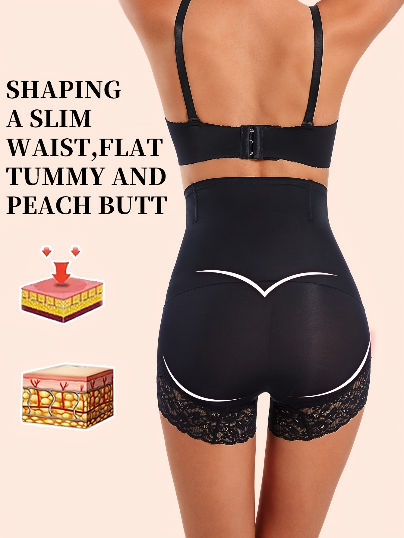 Buy Black Flat Lace Tummy Control Shaping High Waist Knickers from