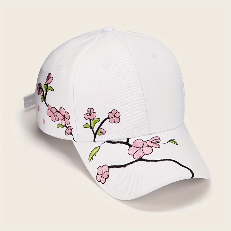 Peach Blossom Embroidery Baseball Cap Breathable Sports Hat