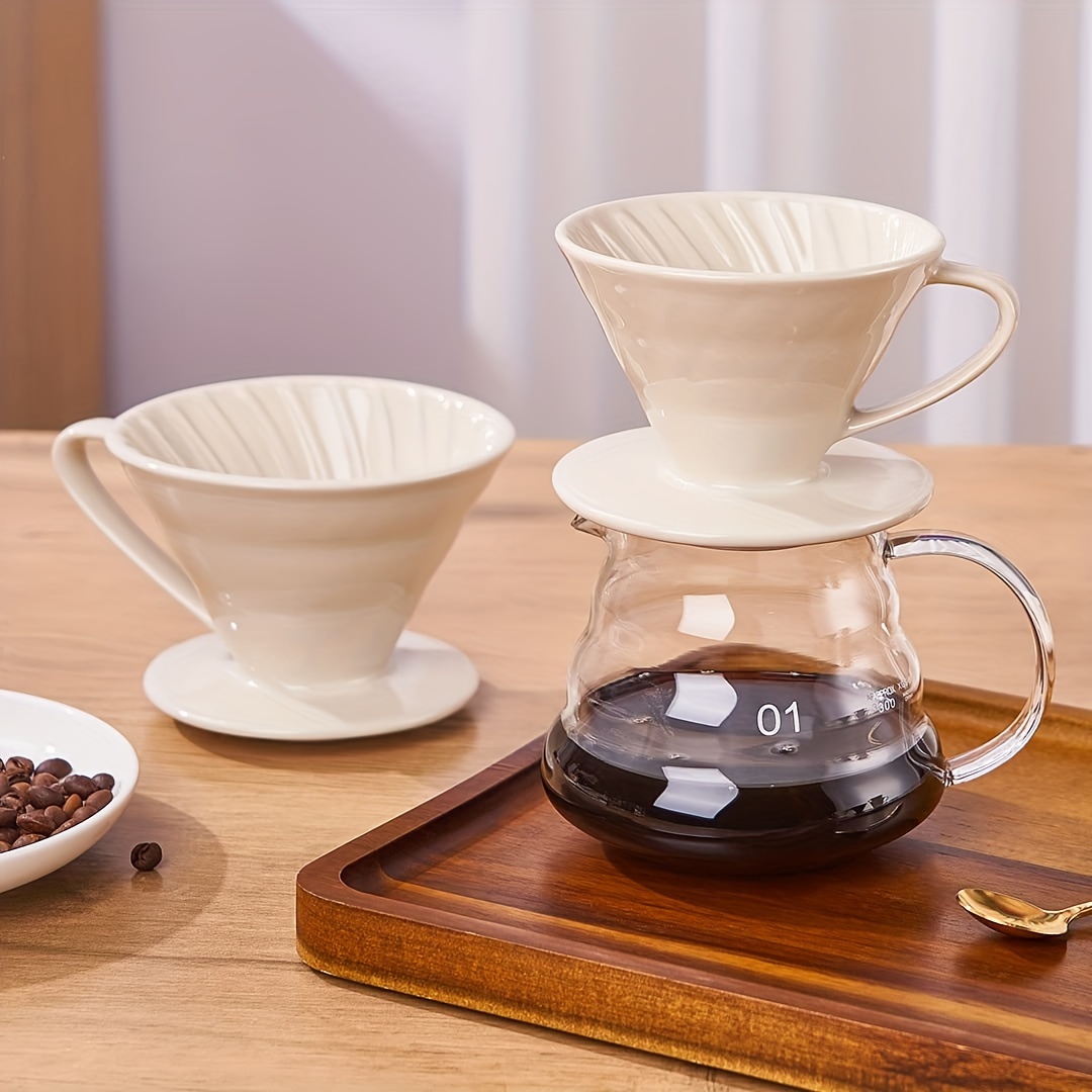 Ceramic Hand Drip Coffee Brewer Dripper Drip Ground Coffee Glass