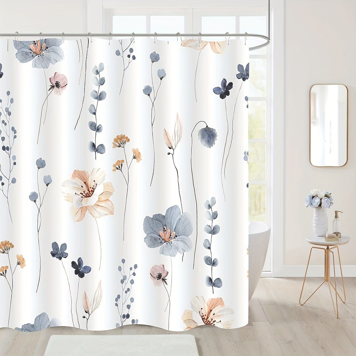 Cortinas de ducha Azul y blanco Cerezo Flores cortina de ducha de tela /  Boho Cottage Chic Cortina de ducha / Resistente al agua -  México