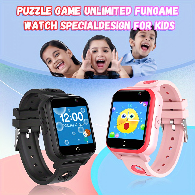 Reloj inteligente para niños, con 24 juegos de rompecabezas, cámaras  duales, podómetro, pantalla táctil HD de 1.54 pulgadas, reloj despertador  de