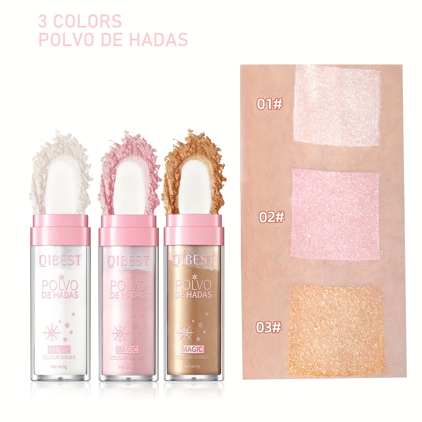 Poudre de Fée Maquillage 3 Couleurs Sparkle Poudre Highlight et 1 Gloss à  Lèvres, Glitter Pailleté Highlighter Powder Stick Shimmer Visage et Corps  Surligneur Poudre Stick patting powder Pour Visage : 