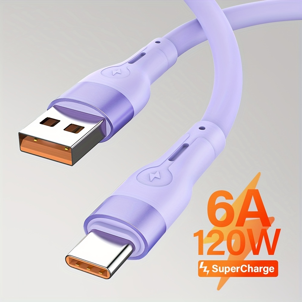 

1 Pc 120w Super Fast Charging Usb Cable Android Mobile Phone Charging Cable Usb A To Type-c Cable For Vivo/samsung