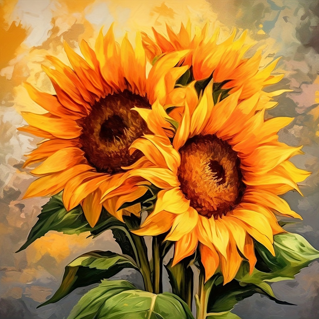 HOMFUN Paint With Diamond Embroidery Sunflower flower Diamond Painting  Full Square Round Picture Of Rhinestone Decor
