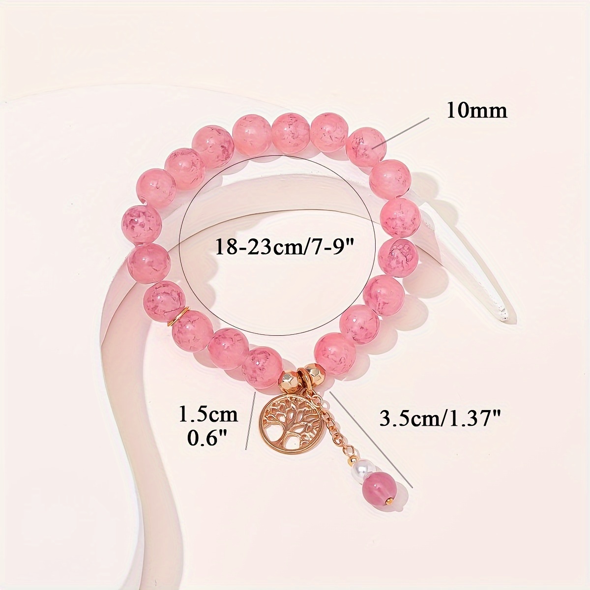 Women's Charm Bracelet, Pink Flower Pendant Bracelet, Crystal