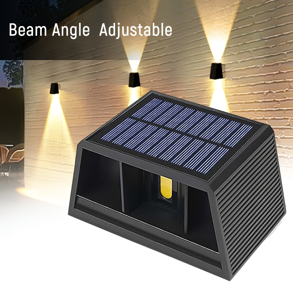 Paquet de 4 lumières solaires, éclairage haut et bas, appliques  extérieures, lampes de porche, lumières de clôture étanches, blanc chaud