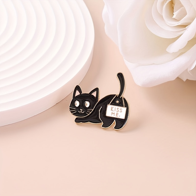 Adorable Cat Cartoon Brooch Pin, Fun Accessory
