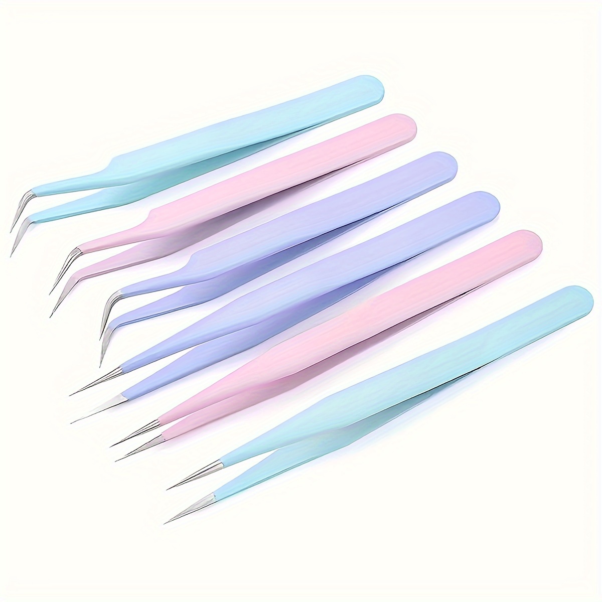 Precision Craft Tweezers Set,3 Pcs Pointed Tweezers,2 Pcs Curved Tweezers,2 Pcs Precision Serrated Tweezers for Eyelash Extensions,Craft, Jewelry