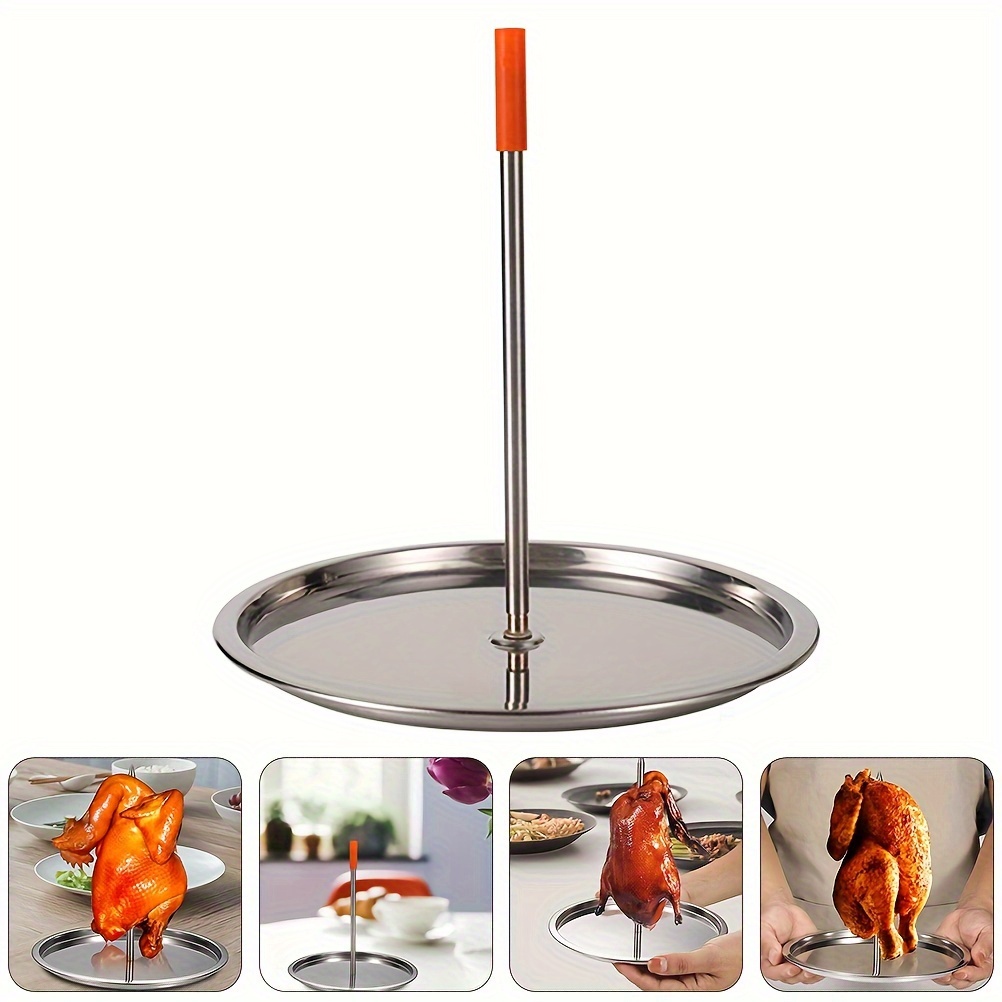 Chicken Rack Vertical Skewer Barbecue Grilling Rack Meat Spit Perfect for  Steak,Chicken,Meats Beer Smoker Accessories 