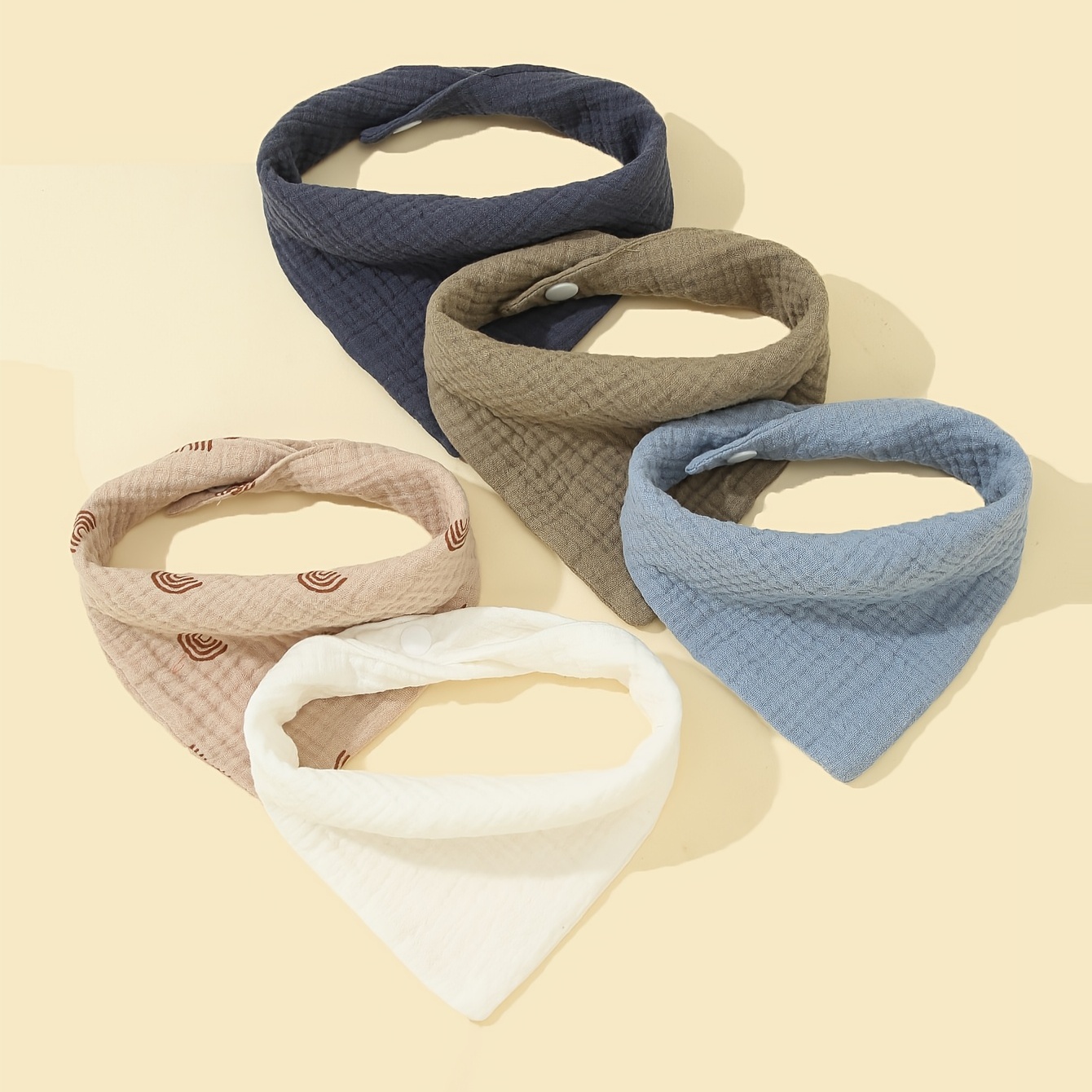 5 Pack Unisex Baby Bandana Bibs Solid Colors for Boys & Girls