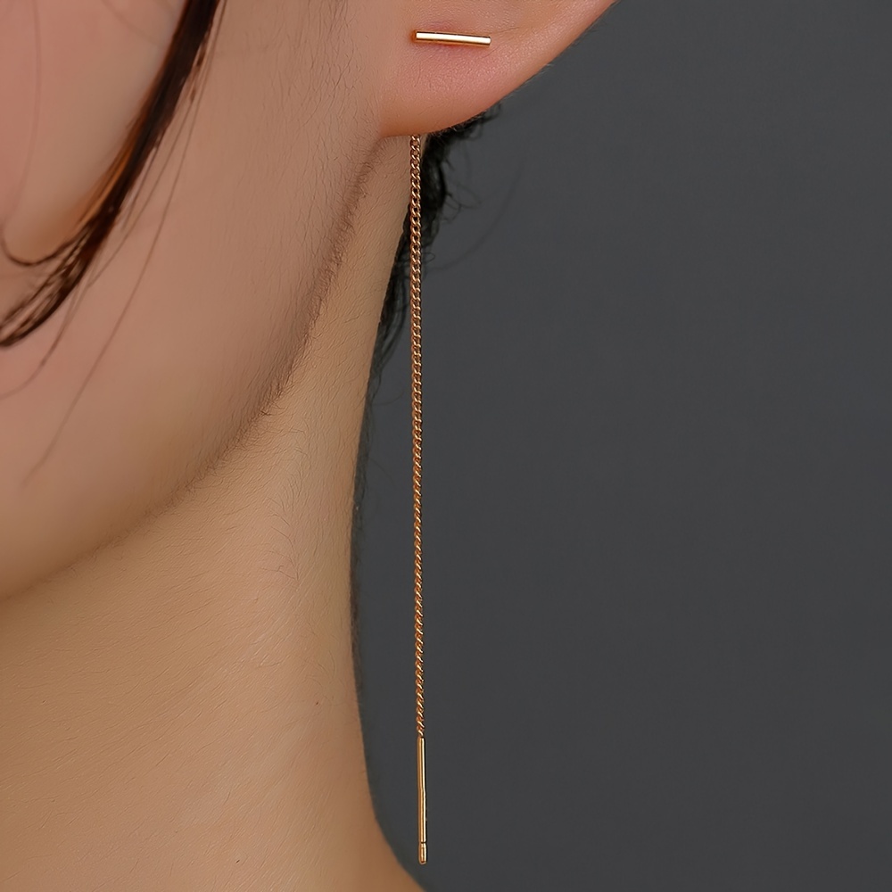 Minimalist Drop Chain Threader Earrings