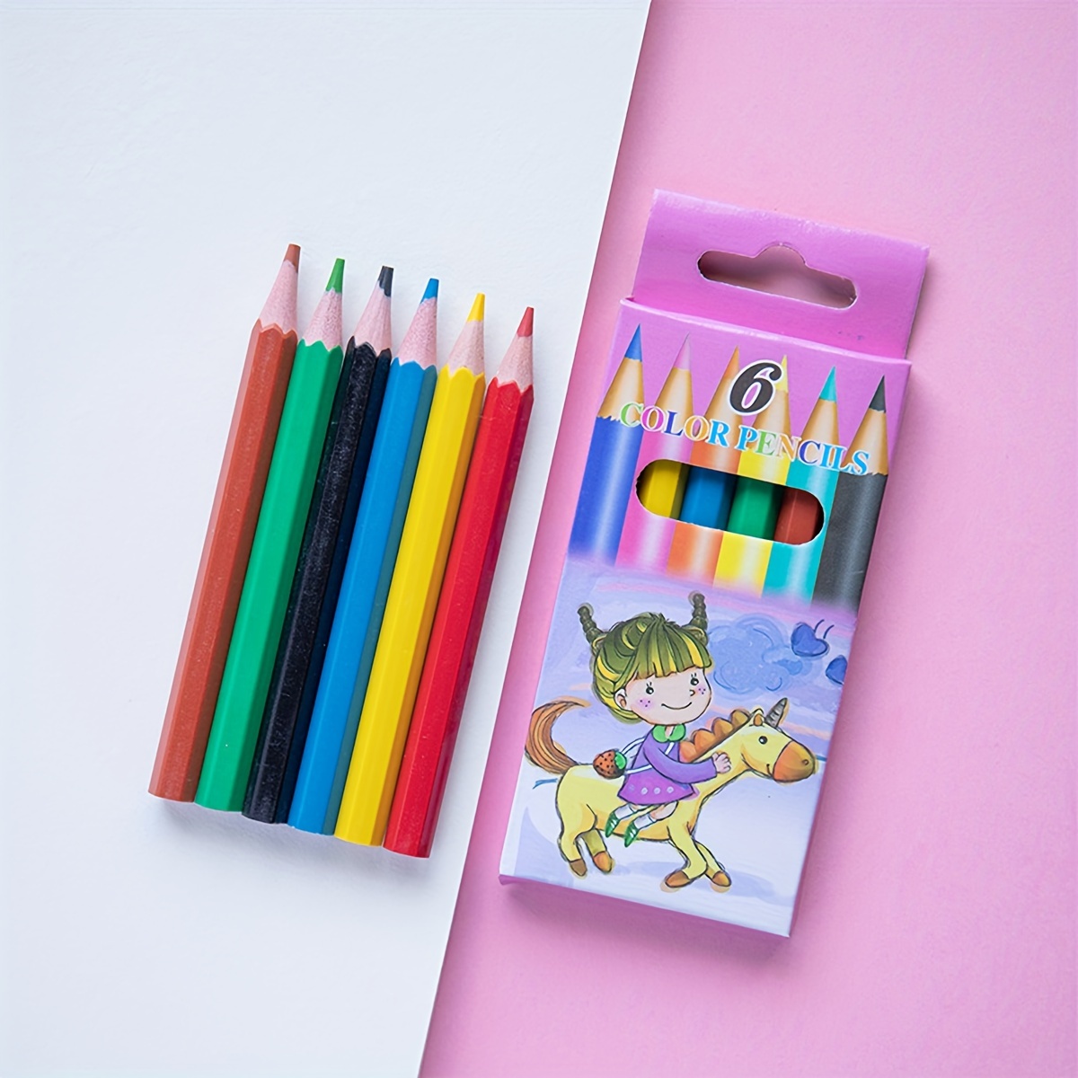 Cartoon Colored Pencils 12 Colors Drawing Pen With Pencil - Temu