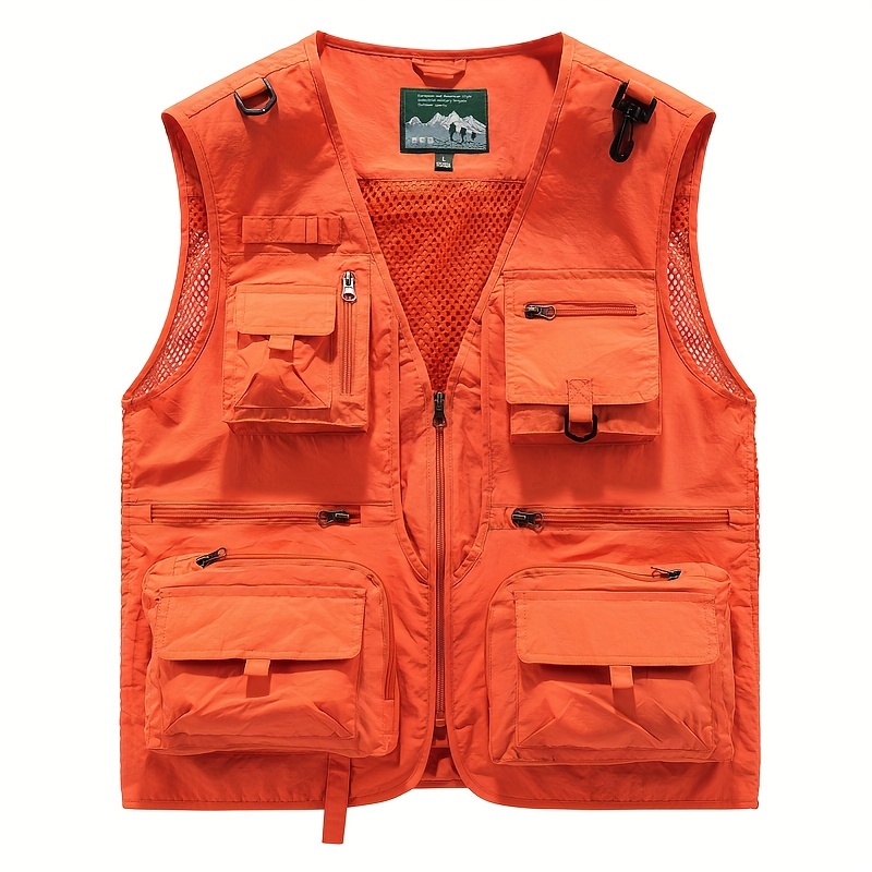 Breathable Mesh Zip Cargo Vest Fishing Hiking - Temu