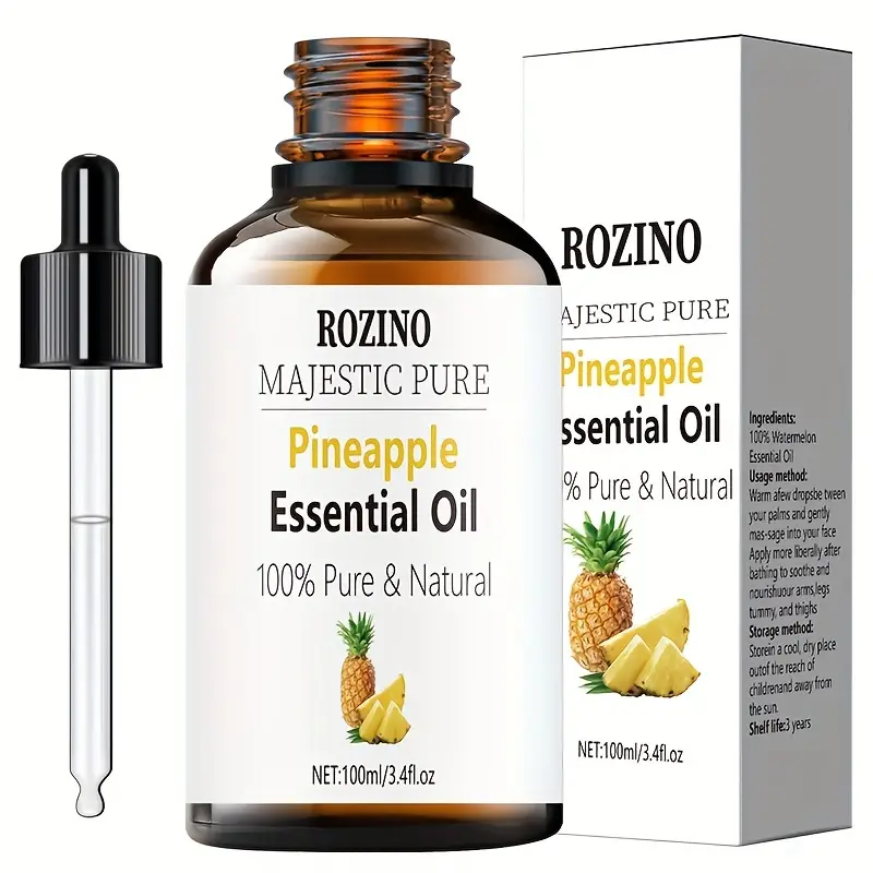 3.38oz Natural Essential Oil Of Pineapple Oil, 100% Natural Organic, For  Massage, Skin Care, Aromatherapy, Scraping, Shower, Diffuser Relaxing  Essenti