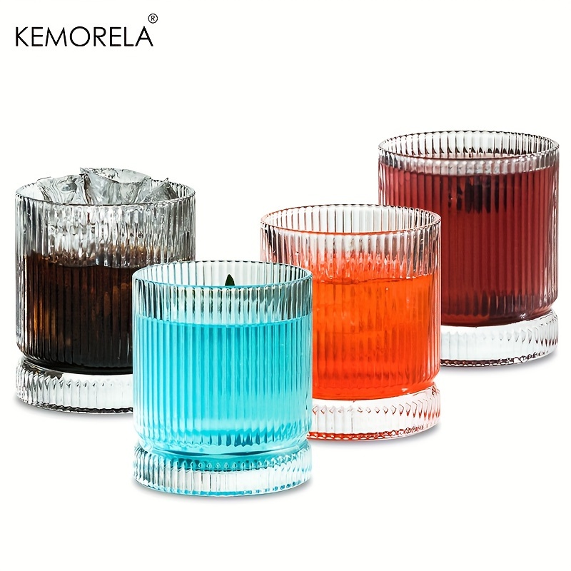 Stackable Ribbed Glassware Glass Cups Set - Temu Italy