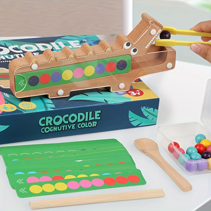 

Crocodile Clip Bead Color Matching Toy, Puzzle Enlightenment Game Color Memory Sorting Table Game Early Education Toy