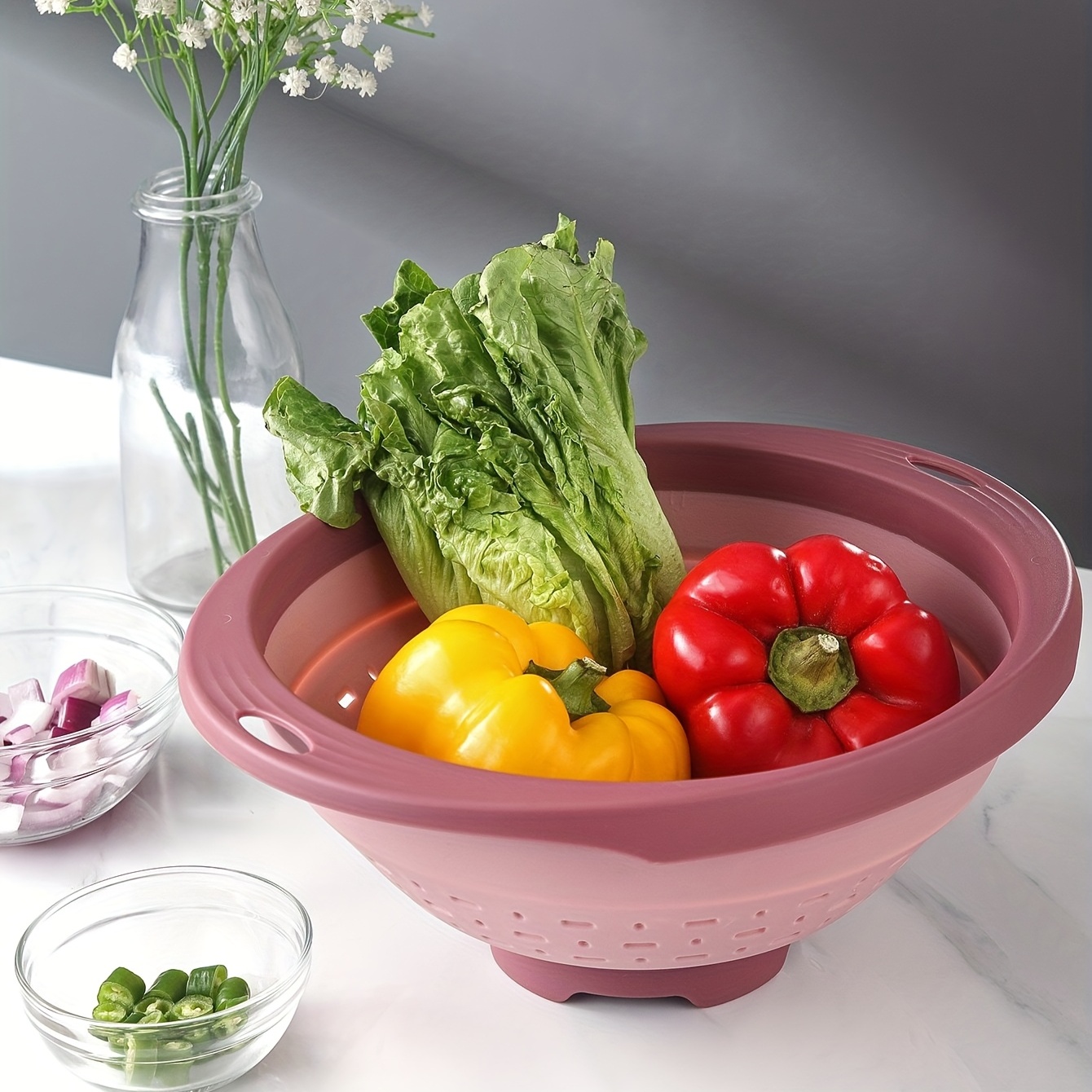 Collapsible fruit bowl washing fruit drain basket household fruit