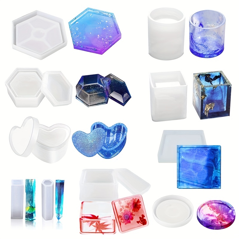 10Pcs Silicone Coaster Molds for Resin Casting Epoxy Resin Coaster