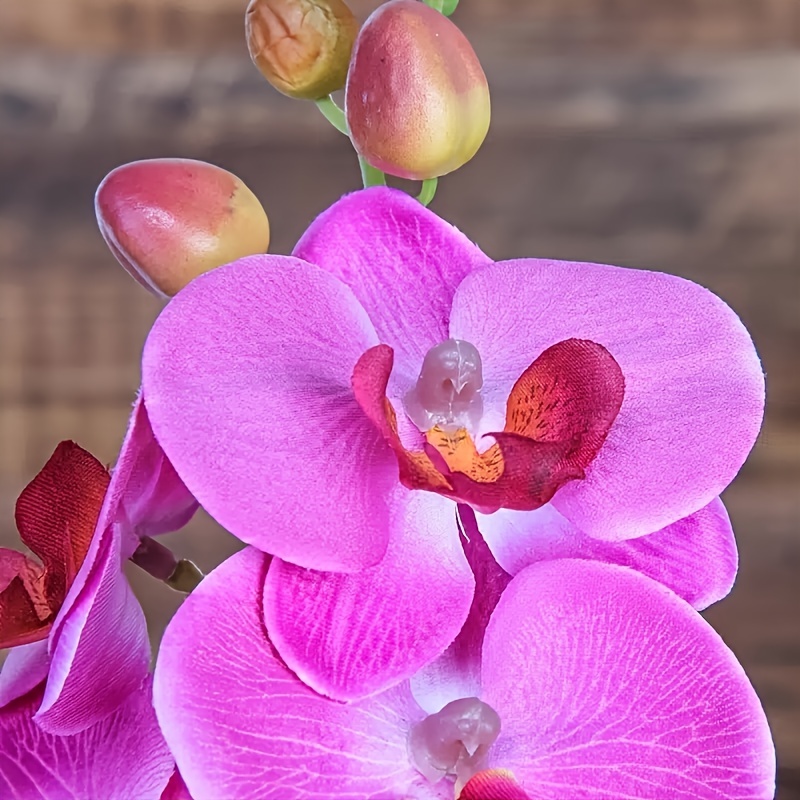 NUEVO Arreglo floral de orquídea artificial de seda rosa en jarrón