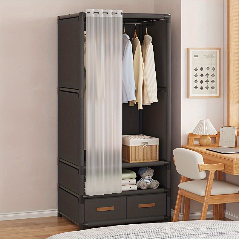 Foldable Wardrobe Storage Cabinet 1/2 Layers Small Wardrobe - Temu