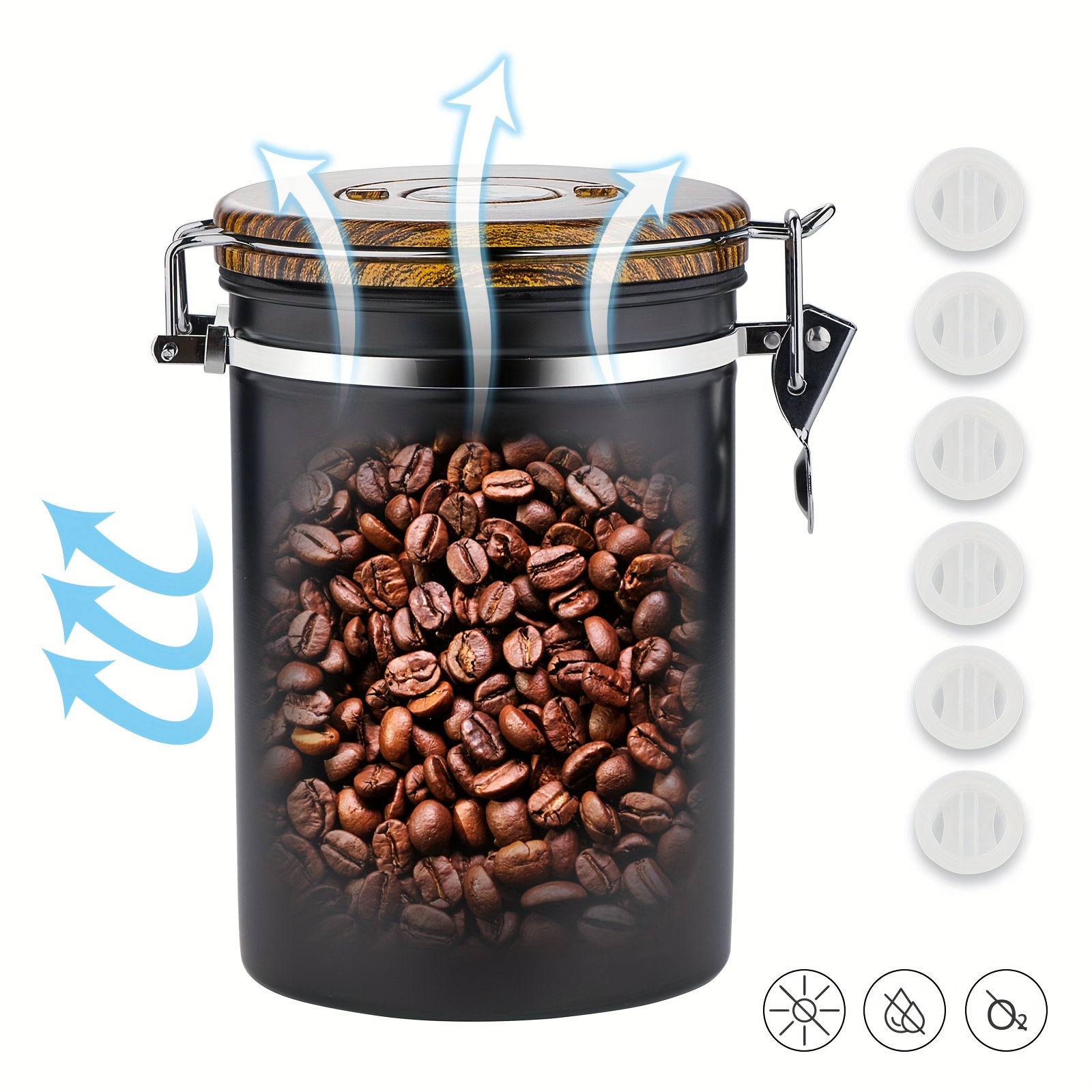 Edelstahl Kaffeesatz & Bohnen Behälter Kanister Stapelbare luftdichte  Lebensmittel Aufbewahrungsbehälter
