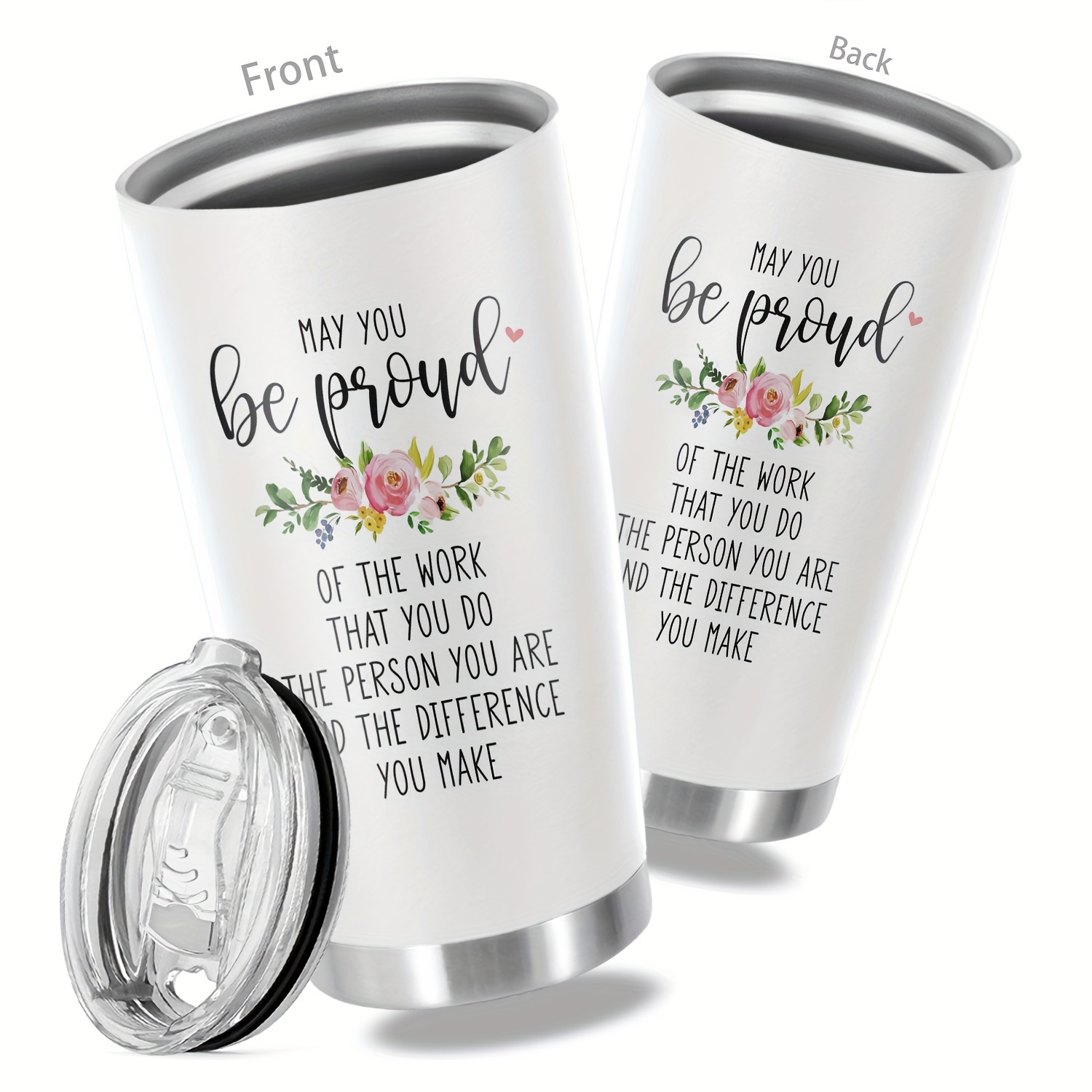 

1pc, 20oz Cup Stainless Steel Tumbler, May You Be Proud Inspirational Print Double Wall Vacuum Insulated Travel Mug, Gifts For Parents, Relatives And Friends