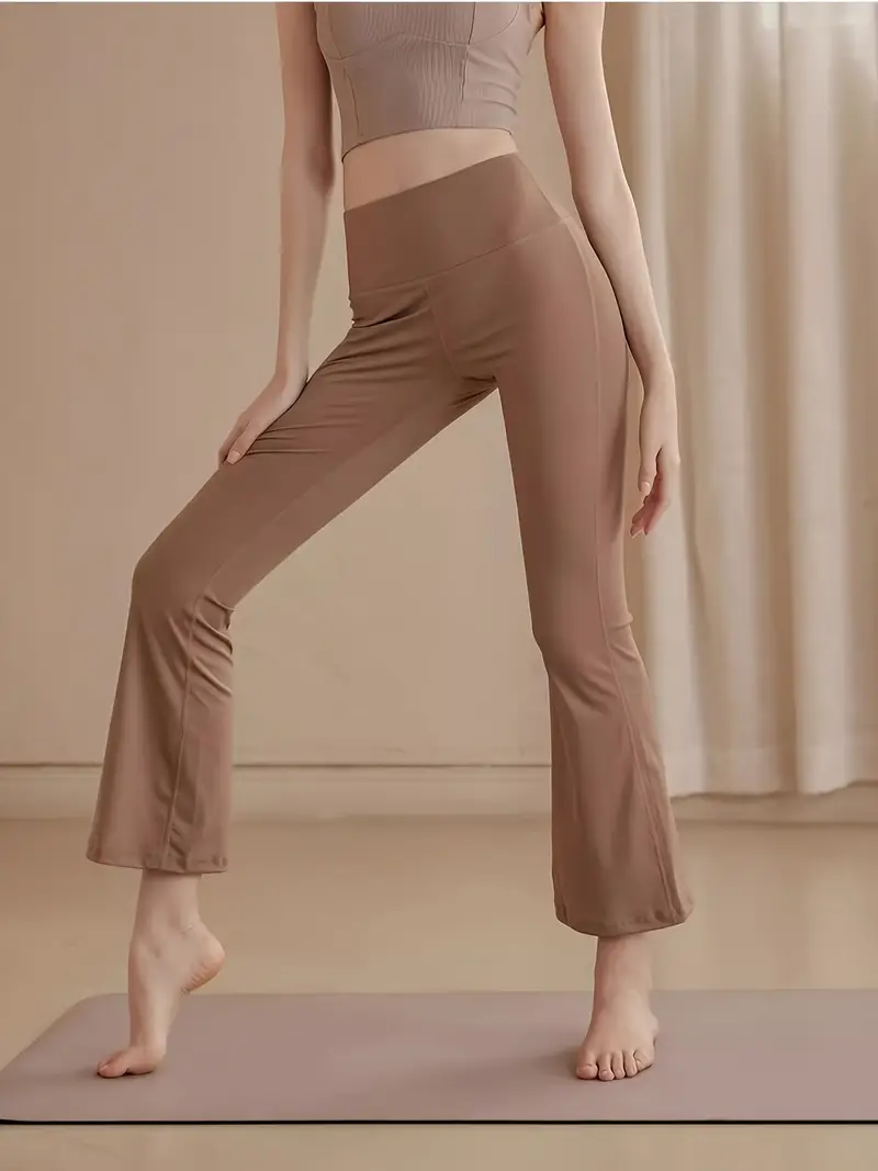 Solid Color Slim Fit Quick Drying Butt Lifting Yoga Flare - Temu