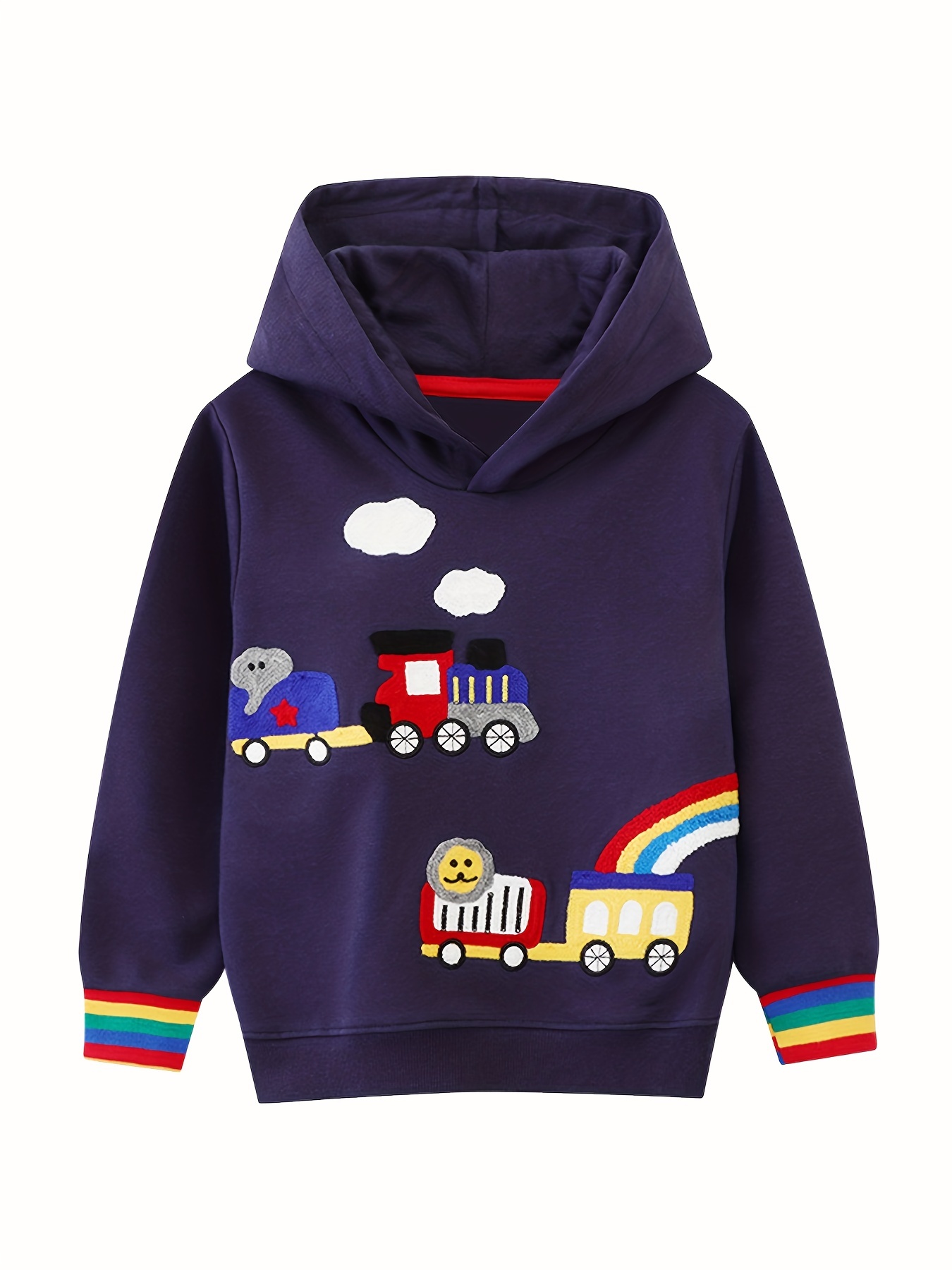 Felpa Cappuccio Toppe Treno Cartone Animato Bambini Pullover - Temu Italy